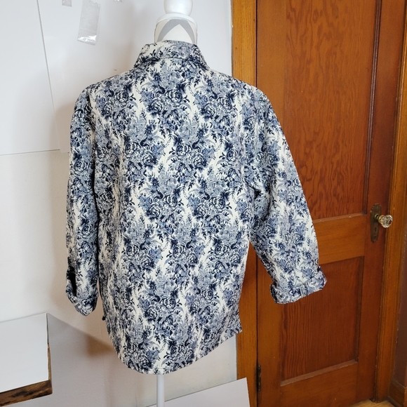 Lemon Grass Womens Tapestry Jacket Dark navy/white Size Large - Picture 5 of 10